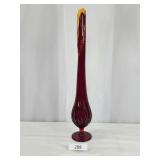 Tall Deep Red Art Glass Vase Sculpture