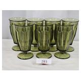 Seven Green Glass Stemmed Tumblers
