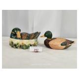 Two Pottery Duck Trinket Dishes