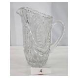 Scalloped Edge Cut Clear Glass Pitcher