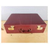 Large Locking Burgandy Leather Briefcase