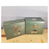 (2) Green Metal Porta-File Boxes