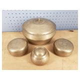 Eight Piece Decorative Brass Bowl & Lid Set