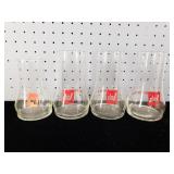 (4) Promo "7-UP THE UNCOLA" Upside Down Glasses