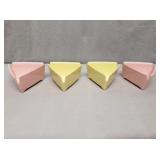 Set of 4 Pink & Yellow Melamine Ashtrays