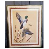 Plastic & Glass Framed Ducks Print 16" x 20"