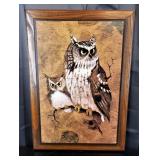 Pair of Owls - Oil On Wood - 15" x 21"