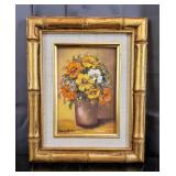 Mary Harden - Orange Flowers - Oil On Canvas 5"x7"