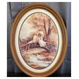 Oval Framed Print - Couple on Bridge - 13" x 17"
