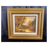 Framed Oil On Canvas - Sunset Stream - 8" x 10"