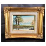 Framed Oil On Canvas - Forest Stream - 7" x 9"