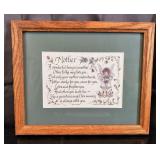 Matted Framed "Mother" Poem - 9" x 11"