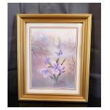 Hisako - Iris & Butterfly - Framed Print 10"x12"