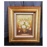 Jimenez - Vase White Roses Oil On Canvas 8" x 10"