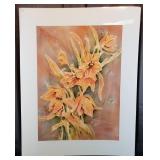Carline Cuttrell - Orange Flowers - 31" x 37"