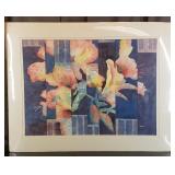 Carline Cuttrell - Flowers on Blue - 29" x 37"