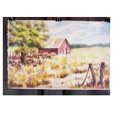 Carline Cuttrell - Old Red Barn - 15" x 22"
