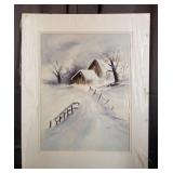 Carline Cuttrell - Snowed In Farm - 22" x 27"