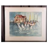 Carline Cuttrell - Docking Sailboats - 22" x 28"