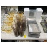 13 Silver Stands, 6 Cylinder Vases