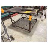 Metal Table - Wood Top on Castors 4