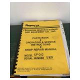 Ferguson SP 912 Parts Book, Operating and Service Instructions, and Shop Repair Manual