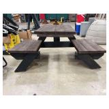 36 inch Wooden Picnic Table with Attached Benches