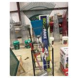 Assorted Yard and Garden Tools including Rakes, Edger, Roof Rake and Broom