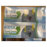 Replay Plastics 13 Gallon Drawstring Trash Bags, 30 Count Boxes, Bulk Case