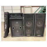 Kustom TRB400 Bass Amplifier Head, Kustom KPC215 Speakers, and Stands