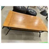 Rectangular Coffee Table with Wood Plank Top and Metal Frame
