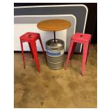 Memphis Made Brewing Company Keg Table and Two Metal Stools