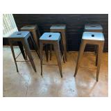 Set of Six Industrial Style Metal Bar Stools