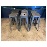 Set of six Industrial Style Metal Bar Stools