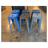Set of Six Metal Bar Stools