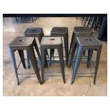 Set of Six Industrial Style Metal Bar Stools