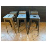 Set of Six Industrial Style Metal Bar Stools