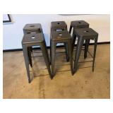 Set of Six Metal Bar Stools