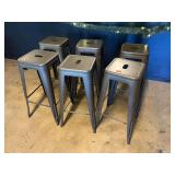 Set of Six Industrial Style Metal Bar Stools