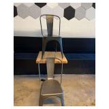 (2) Metal Bistro Chairs and Butcher Block Table