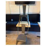 (2) Metal Bistro Chairs and Butcher Block Table