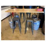 Custom Beer Keg Base Pub Table with Four Metal Stools