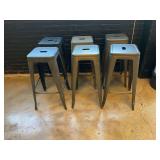 Set of Six Industrial Style Metal Bar Stools