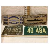 (4) License Plates incl. 1939 Maine, Illinois is