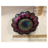 Imperial Heavy Grape Carnival Glass Bowl, 6"