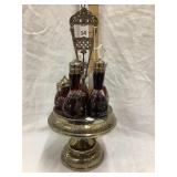 Rudy Red Etched Cruet Set, 16"T