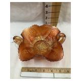 Carnival Glass 2 Handled Dish, Marigold, 5 1/2"