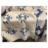 (2) Blue/White Quilts, Both Showing Some Damage
