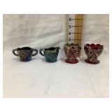 (4) Modern Imperial Carnival Glass Cream & S