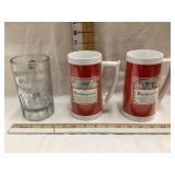 (2) Thermo-Serv Budweiser Mugs & Glass Bowel